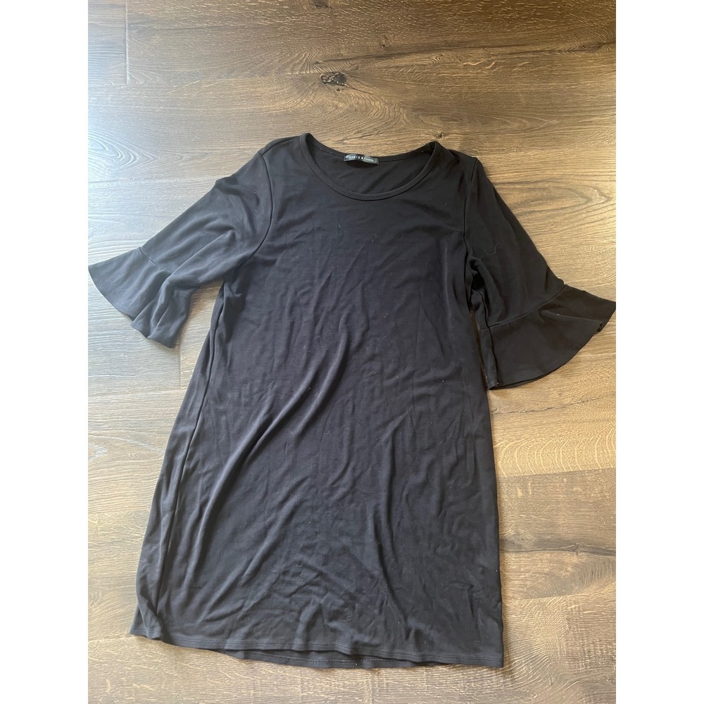 Chris & Carol Black Bell Sleeve Shift Dress Women's 1XL